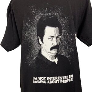 Parks & Recreation Ron Swanson S T-Shirt 100% Cotton Black Graphic Funny Saying